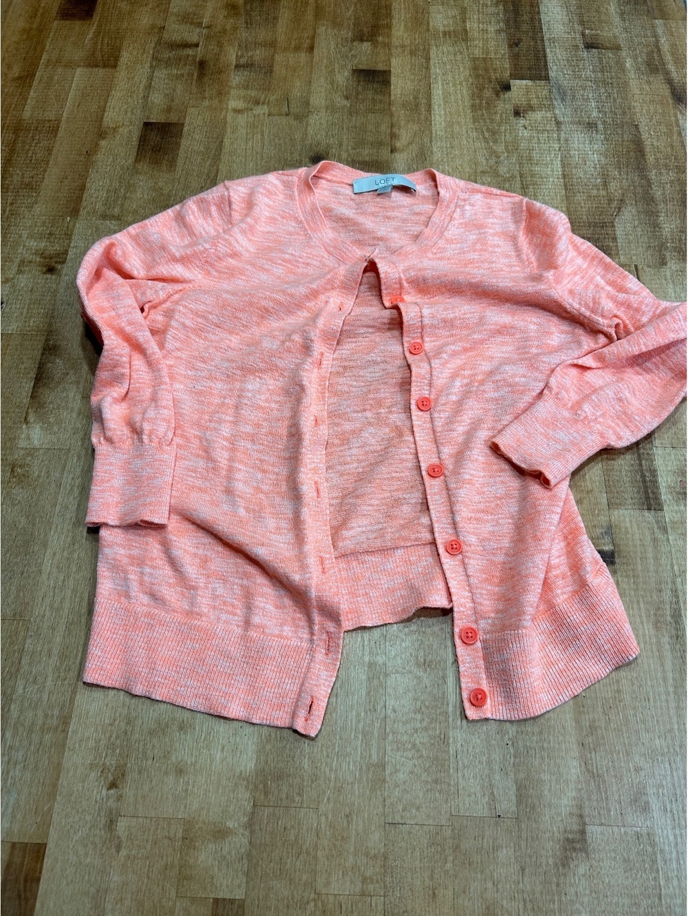 LOFT Small Peach Button-Up Cardigan Sweater